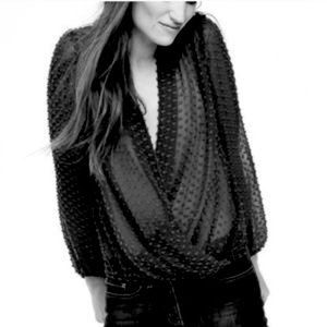 Black Boden sheer Swiss dot top size 4